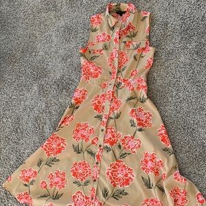 Floral pattern midi dress with collar